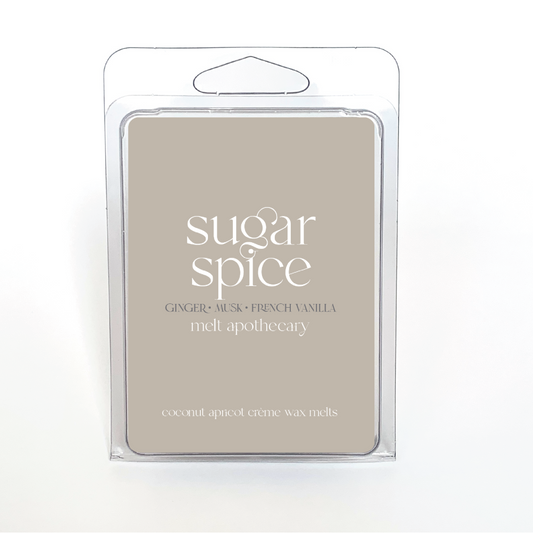 sugar spice wax melt made with ginger, musk and french vanilla