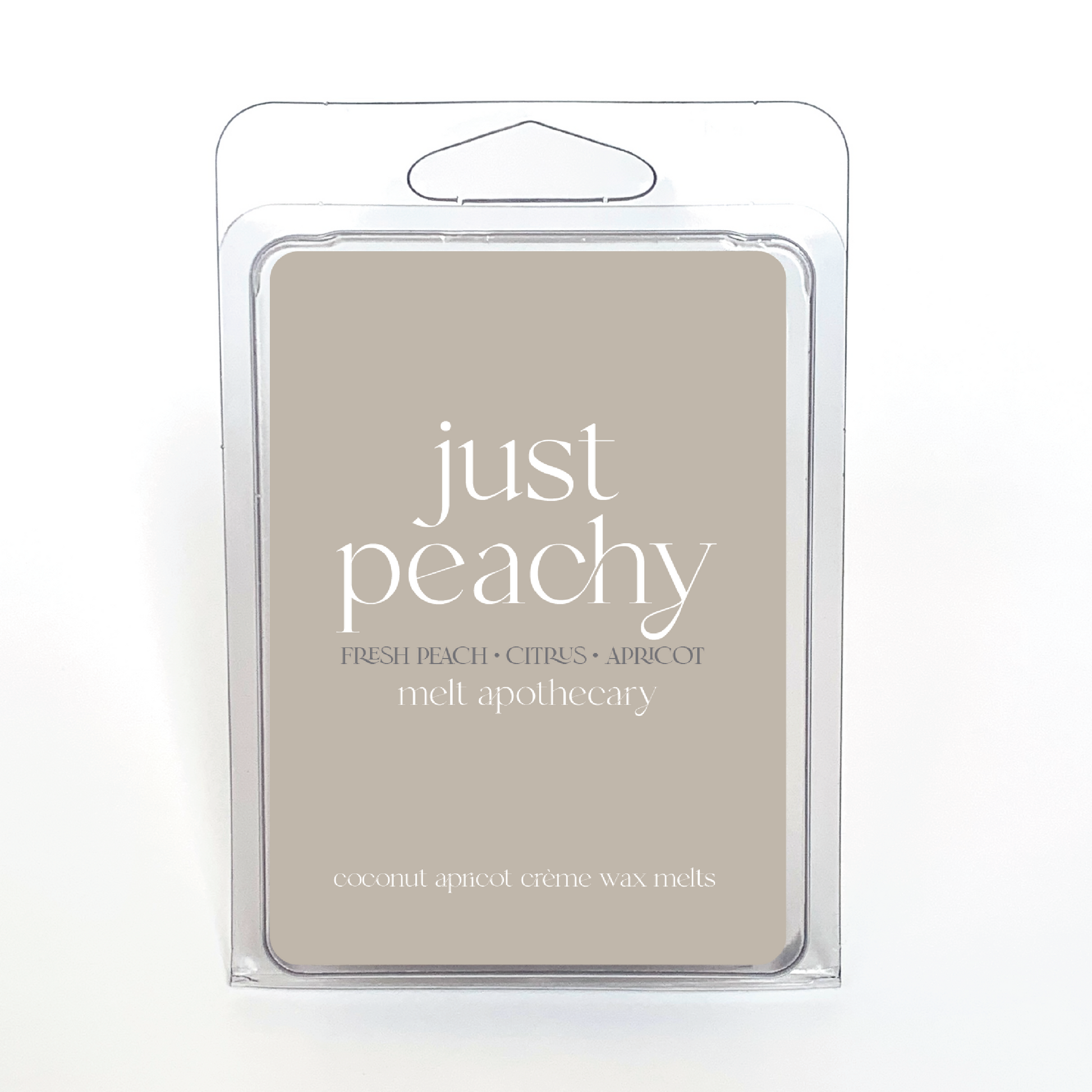 Just peachy wax melt made with fresh peach, citrus and apricot. Coconut apricot crème wax